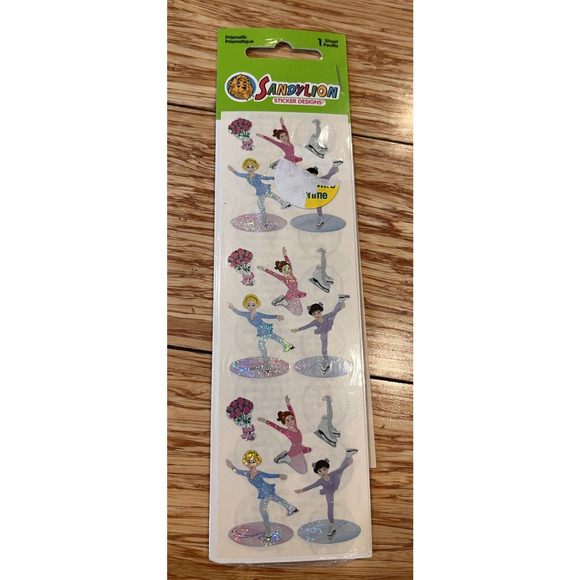 RARE Vintage Sandylion New Pkg Stickers Prismatic Ice Skaters + bonus sheet - Picture 1 of 2